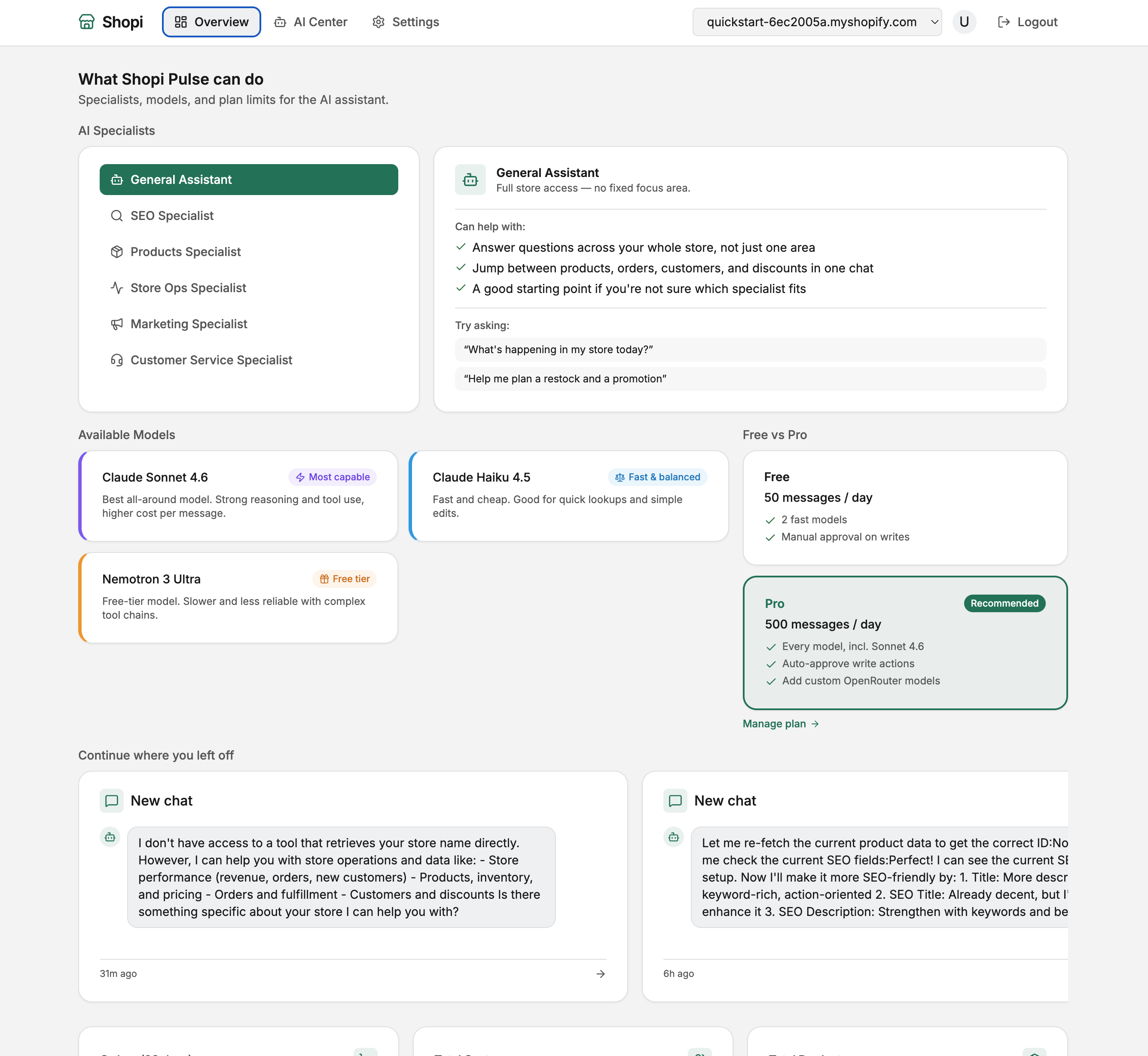 Shopi Pulse — Main Dashboard & Analytics